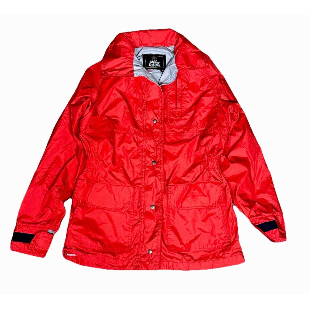 Alpine Designs GoreTex Jacket Womens Sz 10 Waterproof Red Rain Parka Made in USA